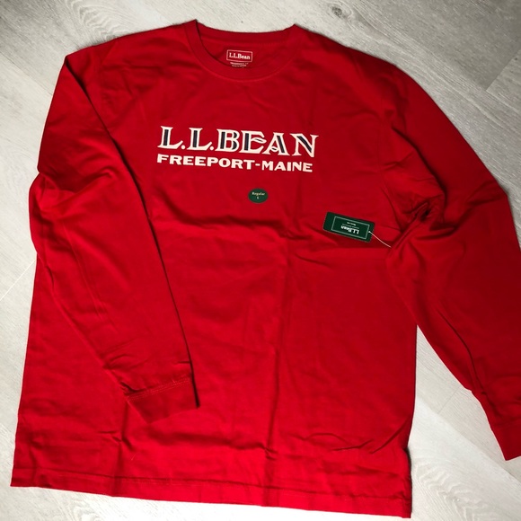 L.L. Bean Other - NEW LLBean Carefree Unshrinkable Red Logo Long Sleeve Tee
